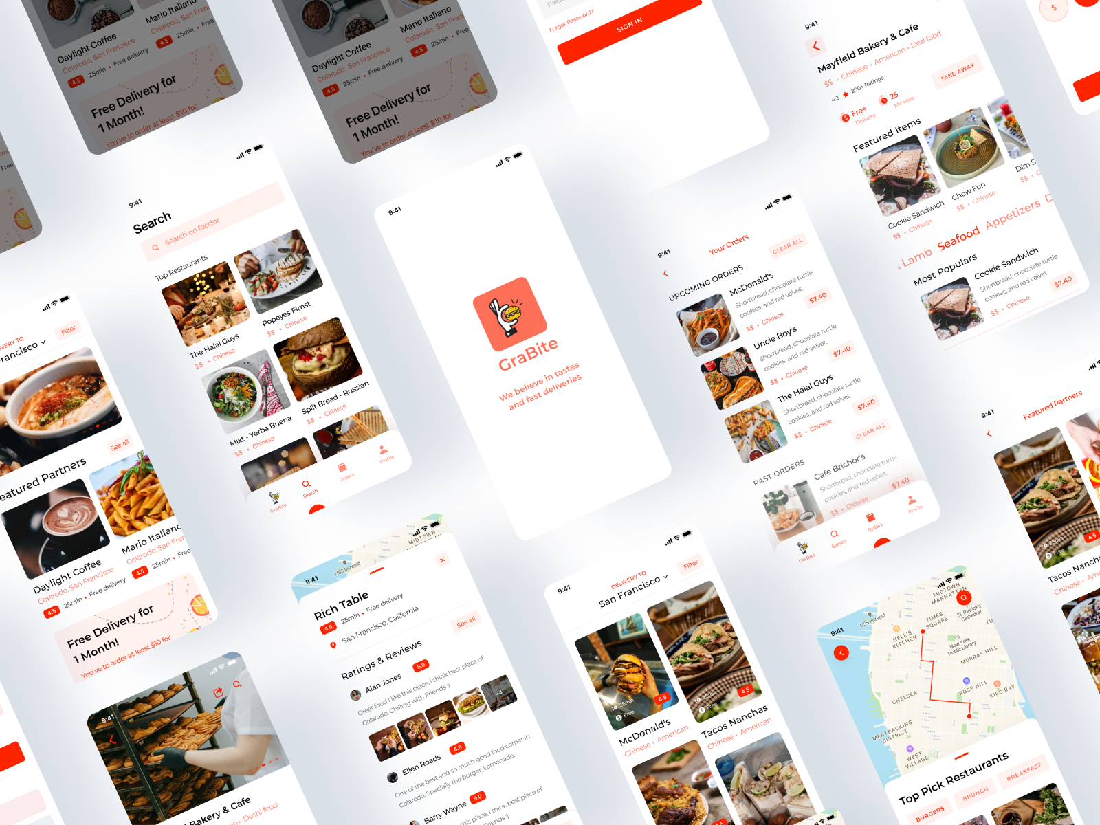 Grabite — A Food Ordering App Design — Light Mode — UI Kit