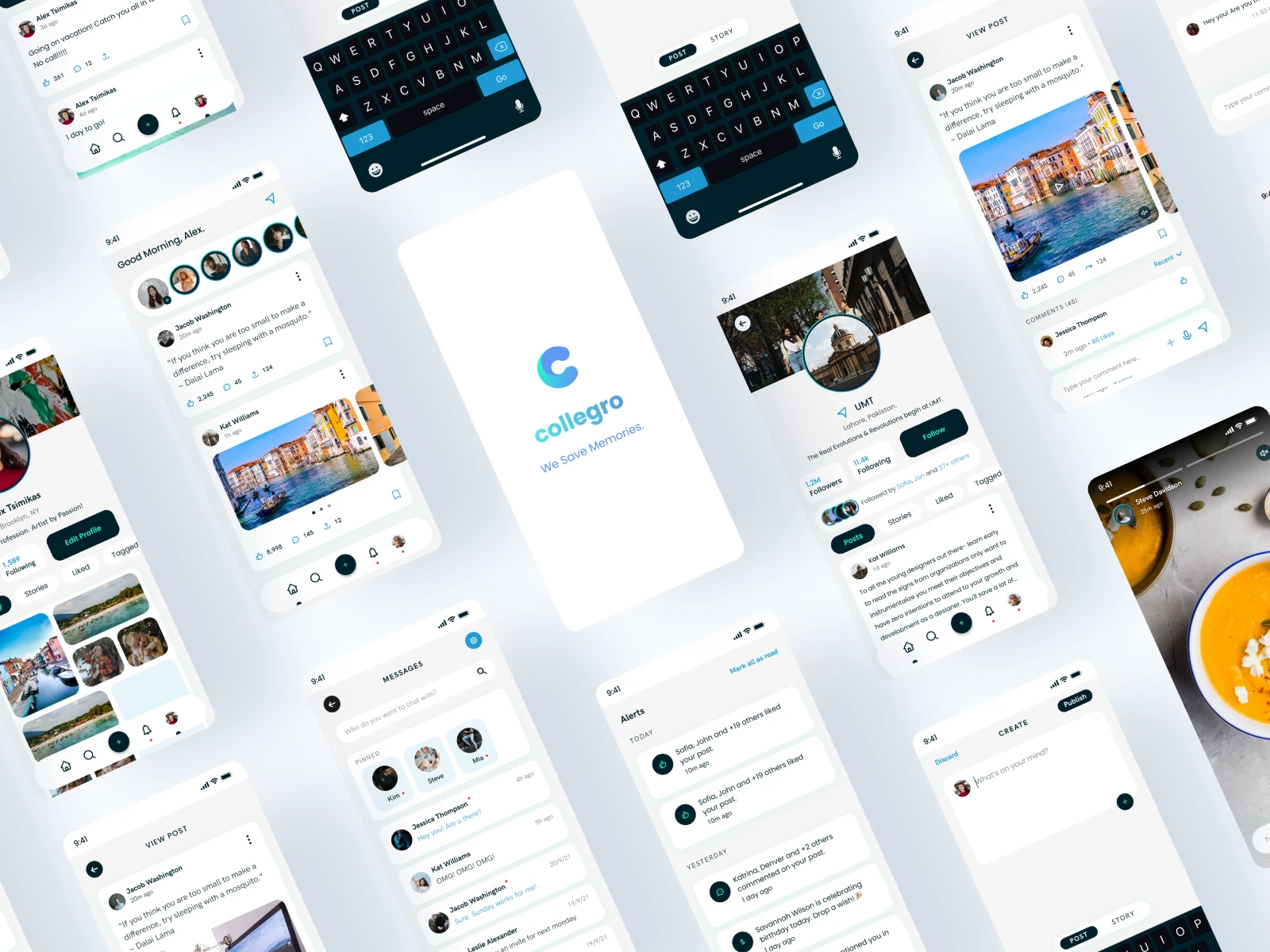Collegro. — A Social Media App Design — Light Mode — UI Kit