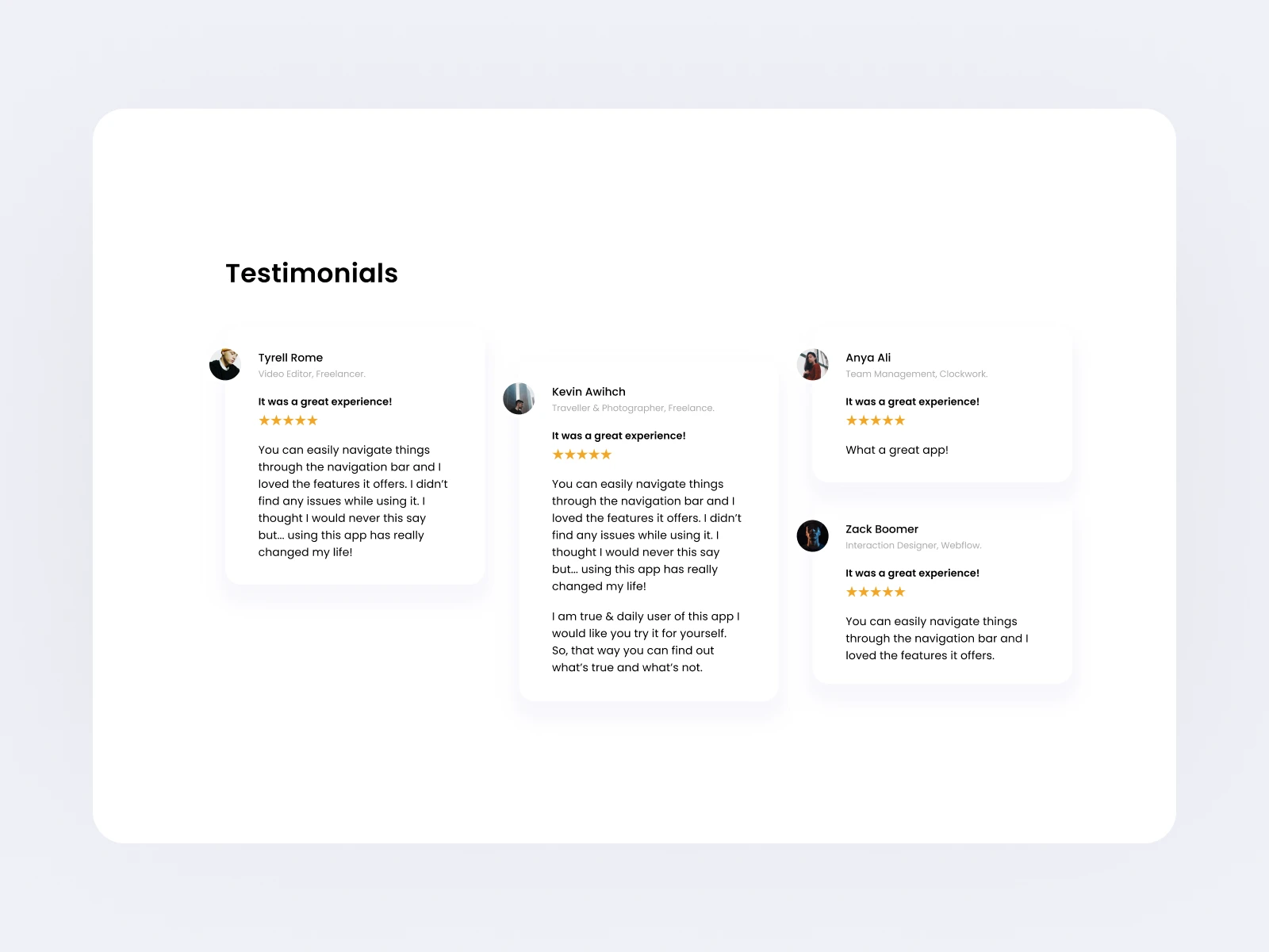 Testimonials Section v.2 - Website UI UX Design