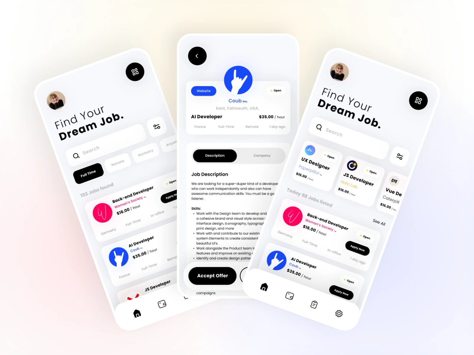 Recruitment & Job Finder Mobile App - UI/UX Design - Figma