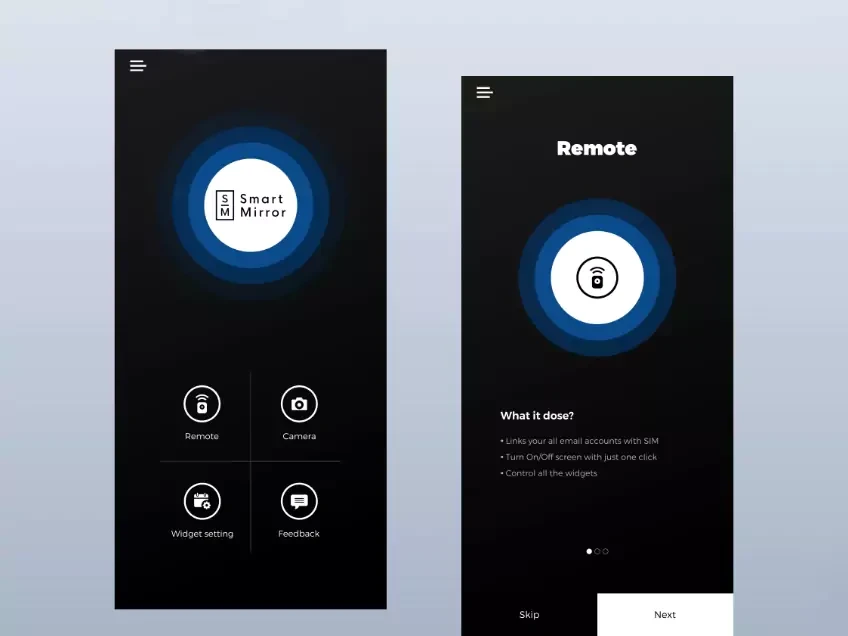 Smart Mirror App ui