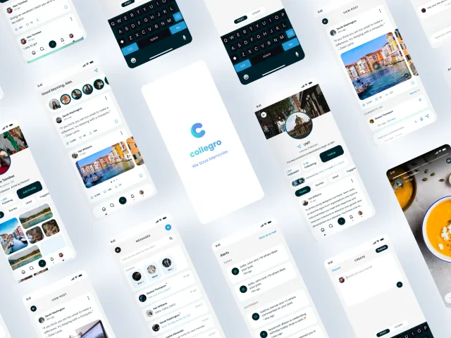 Collegro. — A Social Media App Design — Light Mode — UI Kit