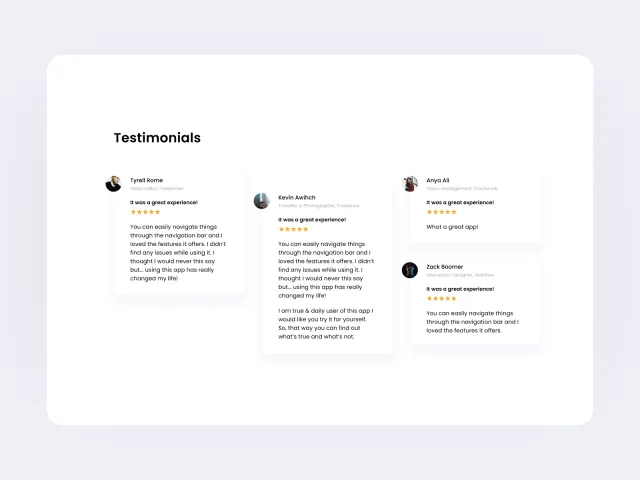 Testimonials Section v.2 - Website UI UX Design