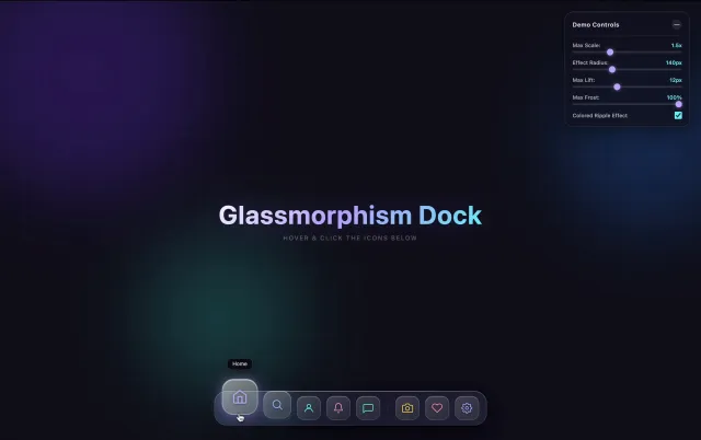 Glassmorphism Dock