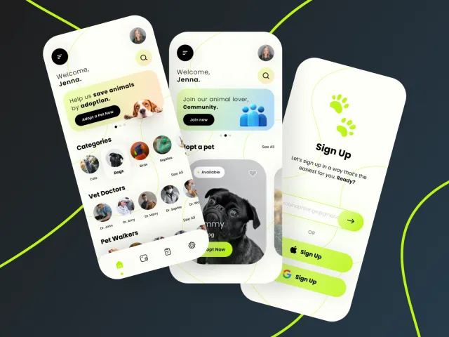 Pet Mobile App UI Screens - UI/UX Design - Figma